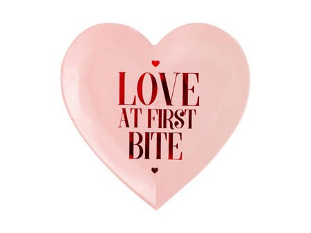 Talerzyki papierowe - Love At First Bite - Różowe - 18.5 cm - 6 sztuk 